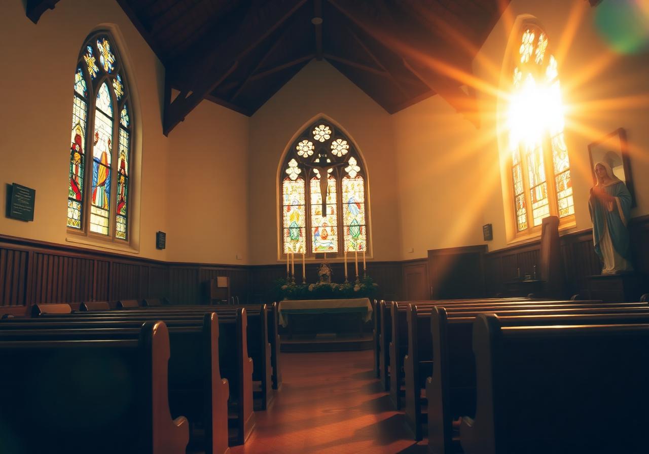 The school chapel with stained glass windows